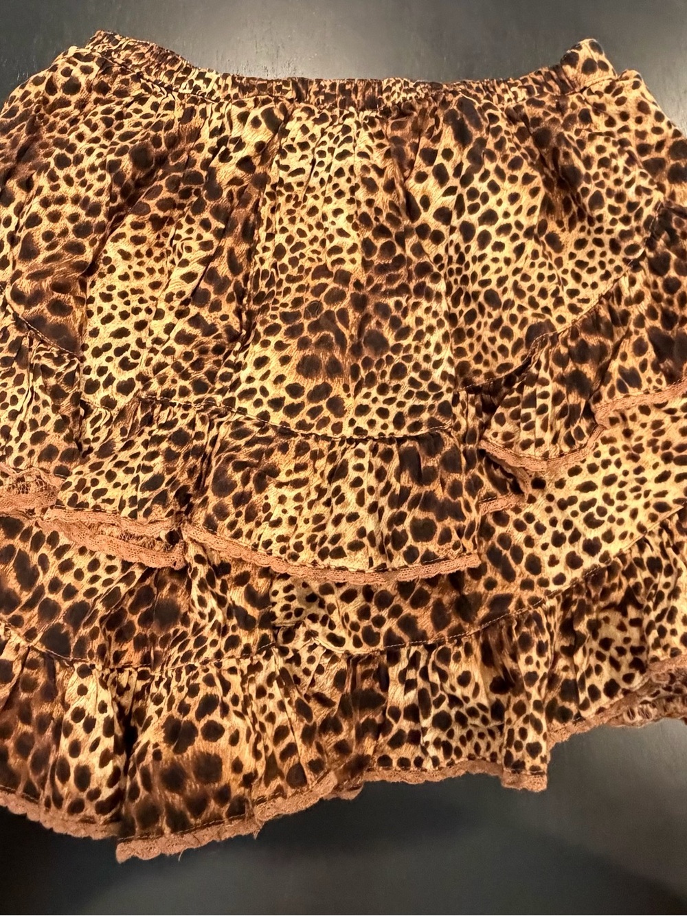 aerie Leopard-Print Ruffle Mini Skirt in Brown and Black - Picture 2 of 3